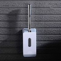 Celbon Toilet Brush Holder Modern Design,Bathroom Cleaning Brush Holder Set Without Drilling Self Adhesive （White One）…