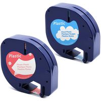 Compatible Dymo LetraTag Plastic Label Tape Refills, Black on Pattern (White Flower, Cottony Cloud) 1/2 Inch x 13 Feet Label Maker Tape for Dymo Letratag LT110T LT100H, 2 Pack