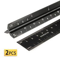 12 Inch Triangular Architectural Scale Ruler and Engineering Drafting Ruler Set (Imperial) with Standard Metal Ruler Included