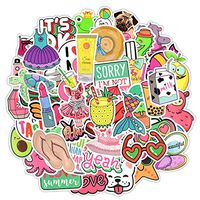 50-Pack Beach Style Cute Waterproof Vinyl Stickers for Water Bottle Laptop Luggage for Girls
