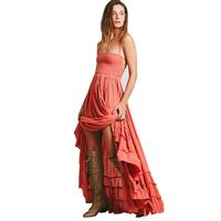 Hemlock Long Dress, Women Sleeveless Bohemian Dress Backless Party Sundress (XL, Orange)