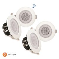 Pyle 3" Bluetooth Flush Mount in-Wall in-Ceiling 2-Way Home Speaker System Built-in LED Lights Aluminum Housing Spring Loaded Clips Polypropylene Cone & Tweeter Stereo 200W, Set of 4 (PDIC4CBTL3B)