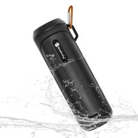 20-Hour Playtime Waterproof Bluetooth Speakers with LED Flashlight,Enhanced Bass Stereo Sound,33 ft Bluetooth Range,Built-in Mic,Hand-Free Speakerphone for iPhone,Samsung Camping,Party,Travel (Black)
