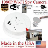 SecureGuard 1080P HD WIFI Fire Alarm Smoke Detector Spy Camera Wireless P2P Wi-Fi Mobile Covert Hidden Nanny Cam Spy Camera Gadget (Replace your existing Fire Alarm, 110V AC Quick Connector, See Pics)