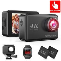DBPOWER D5 Native 4K EIS Action Camera 2" LCD Touchscreen 14MP WiFi Waterproof Sports Camera with 4K 30fps Video and 170° Wide-Angle Lens 2.4GHz Remote Control 2 Pcs Rechargeable Batteries