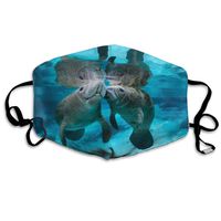 YUIOP The Kiss Between Cute Manatee Couple Printed Mask Neutral Mask for Men and Women Polyester Dust-Proof Breathable Mask
