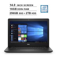 2019 Newest Premium Dell Inspiron 14 3000 Laptop (Intel Core i3-8145U up to 3.9GHz, 16GB DDR4 RAM, 256GB SSD (Boot) + 2TB HDD, Intel UHD 620, WiFi, Bluetooth, HDMI, Windows 10 Home, Black)