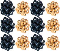 PMU Decorative Confetti Gift Bows, Assorted Black and Metallic Gold (12/Pkg) Pkg/1