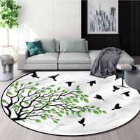 RUGSMAT Birds Modern Machine Washable Round Bath Mat,Flying Birds Spring Peace Foam Mat Bedroom Decor Bedroom Diameter-39