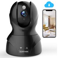 Wireless Security Camera with Two-way Audio - KAMTRON 1080P HD WiFi Security Surveillance IP Camera Home Baby Monitor with Motion Detection Night Vision, Black