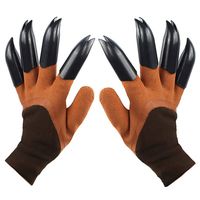 Garden Genie Gloves with Claws（2019 Upgrade）, Waterproof and Breathable Garden Gloves for Digging Planting, Best Gardening Gifts for Women and Men (Brown Claw 1 Pairs)