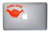 Hang Loose Hawaiian Surfing Vinyl Decal for MacBook, Laptop or Other Device 5 Inch (Orange)