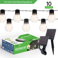 Touch Of ECO Solar Patio Bulb String Lights NITEBULBS, Black, 12.5'
