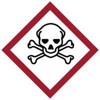 Brady 118847 Vinyl GHS Severe Toxic Picto Labels , Black/Red On White,  2" Width x 2" Height,  Pictogram "Severe Toxic" (4 Labels per Card, 1 Card per Package)