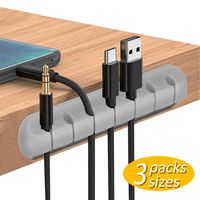 Cable Clips Cord Management Organizer, 3 Packs Adhesive Hooks, Wire Cord Holder for Power Cords and Charging Accessory Cables, Mouse Cable, PC, Office and Home (7 Slots, 5 Slots and 3 Slots)