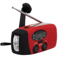 Solar Emergency NOAA Weather Radio Hand Crank Self Powered AM/FM/NOAA Solar Radios with 3 LED Flashlight 1000mAh Smart Phone Charger Power Bank(Red)