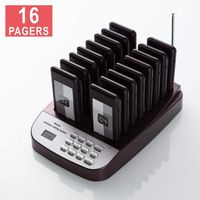 PagingPro P100 Restaurant Pager System with 16 pcs Coaster Pagers and 1 pc Keypad Call Button Extensible Wireless Queue Calling System for Food Court Church Clinic Shop Cafe (Full-Set 16(P100 F))