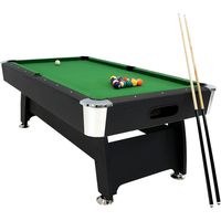Sunnydaze 7-Foot Pool Table - Durable Billiard Game Set - Automatic Ball Return - Use in Adult Game Room - Includes Ball Return, 1 Triangle, Full 16 Ball Set, 2 Cue Sticks, Chalk and Brush