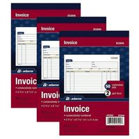 Adams Invoice Book, 2-Part, Carbonless, 5-9/16 x 8-7/16 Inches, 50 Sets per Book (DC5840) (3 Pack)