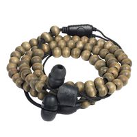 Wraps Premium Wood (with Mic) Wristband Bracelet In-Ear Headphones (High Comfort with Locking) - Brown