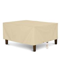 SunPatio Outdoor Ottoman Cover, Heavy Duty Waterproof Rectangular Coffee Table Cover, Patio Furniture Side Table Cover, All Weather Protection, 40" L x 30" W x 18" H, Beige