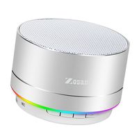 Zosam Mini Wireless Speaker, Portable Bluetooth Speaker with HD Sound, 4H Playing Time, Built-in Mic, SD/TF Card Slot, FM and LED Moodlights for Home, Travel (Silver)