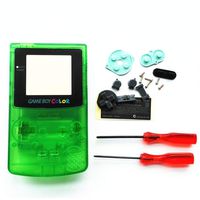 Replacement Full Housing Shell Case Cover with Buttons Screws for Nintendo Gameboy Color GBC-Clear Green