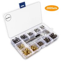 200 Sets Grommet Kit 1/4 Inch, Upgraded 4 Colors Grommets Eyelets with 3 Pcs Install Tool and Storage Box, Easy to Use for Tarps, Fabric, Canvas, Clothing, Paper, Leather
