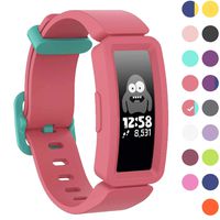 GVFM Compatible with Fitbit Ace 2 Bands for Kids 6+, Soft Silicone Bracelet Accessories Sport Strap Girls Wristbands Compatible for Fitbit Inspire HR & Ace 2 (Watermelon (Teal Fastener Ring)