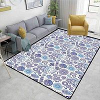 Bigdatastore High Traffic Area Rug Kids, Ornamental Floral Arrangement Paisleys East Culture Motifs, Fashionable High Class Living Dinning Room(2.5'x 7')