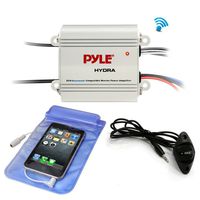 Pyle Auto 2-Channel Bridgeable Marine Amplifier - 200 Watt RMS 4 OHM Full Range Stereo with Wireless Bluetooth & Powerful Prime Speaker - High Crossover HD Music Audio Multi Channel System PLMRMB2CW