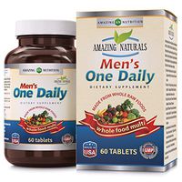 Amazing Naturals Men's ONE Daily Multivitamin * (Non GMO,Gluten Free) Best Raw Whole Food Multivitamins for Men * 60 Tablets Per Bottle. Packed with The Goodness of Over 30 Organic Vegetables