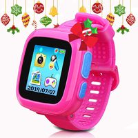 DUIWOIM Kids Game Smartwatch Digital Smart Watches Photo Sticker Camera Mini Games Alarm Clock Timer Health Monitor Pedometer Birthday Gifts for Boys and Girls Age 3-12 Years（Pink）