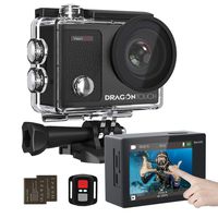 Dragon Touch 4K Action Camera Touch Screen 16MP Vision 3 Pro 100 feet Waterproof Camera Adjustable View Angle WiFi Sports Camera with Remote Control and Helmet Accessories Kit