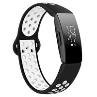 DYKEISS Compatible with Fitbit Inspire HR Fitness Tracker Sport Band, Soft Silicone Replacement Accessory Women Men Breathable Wristband Strap, Black/White, Small
