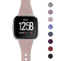Jobese Bands Compatible with Fitbit Versa/Versa Lite/SE, Slim Soft Silicone Replacement Straps Accessories Wristbands Women Men, Sand Pink, Small
