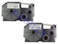 NEOUZA 2PK Compatible for Casio EZ-Label Tape 12mm x 8m 1/2" x 26' Label IT! (XR-12AX2S White on Clear)