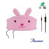 Kids Headphones Headbands, Ultra-Thin Volume Limited Speakers with Adjustable Headphone, Soft Fleece Children's Earphones Sleep Headbands for Kids, Adult, Home and and Travel, etc. (Pink Rabbit)