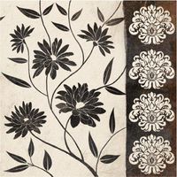 Paper Luncheon Napkins Flowery Decor Cream and Brown Decoupage 2x20pcs