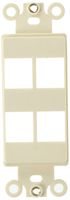 Morris 88128 Decorative DataComm Frame for Keystone Jack and Modular Inserts, 4 Ports, Almond