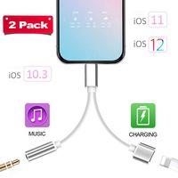 (2Pack)Headphone Adapter Jack for iPhone Xs/Xs Max/XR/ 11/11Pro 8/8 Plus/X / 7/7 Plus Adapter Listen to Music Adapter Audio and Charge 3.5mm Splitter Converter Compatible with Adaptor Charger(Sliver)