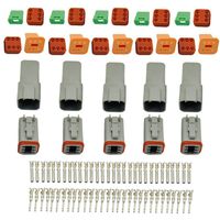 MUYI 5 Kit 6 Pin Way DT Series Connector Gray Receptacle IP67 Waterproof Heavy Duty 14-20 AWG 13 Amps Continuous DT04-6P DT04-6S w/Wedge Lock W6P W6S (5 Kits, 6 Pin)