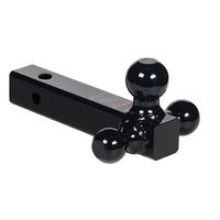 HiTow Multiple-Ball 3IN1 Tri-Ball Mount (1-7/8", 2"& 2-5/16"), 2" Receiver, Hollow Shank, Black Powder