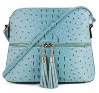 SG SUGU Crocodile Pattern Lightweight Medium Dome Crossbody Bag with Tassel | TQ