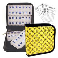 Pill Vitamins Organizer Black Case Travel Yellow Home Office 4-8weeks#POM-R008Y#