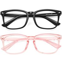 MEETSUN Blue Light Blocking Glasses Nerd Eyeglasses Frame,Anti Blue Lights Computer Reading Gaming Glasses For Women Men 2 Pack Black Pink HEV Clear Lens