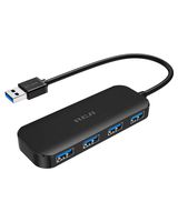 RCA USB Hub, 4 Port USB 3.0 Hub, Portable Hub for PC, Laptop, USB Flash Drives, and Mobile Hard Disk and Other USB A Devices (Black)