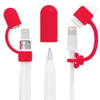 [3-Piece] PencilCozy Combo Pack Cozy The Original Apple Pencil Cap Holder/Keeper/Tether, Compatible Apple iPad Pro 6th Generation iPencil Charger/Nib Accessories | Case Friendly Design (Red)