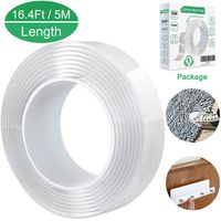 Nano Double Sided Tape Reusable 16.4 Ft, Multifunction Removable Washable Traceless Gel Grip Tape, Clear Sticky Adhesive Non-Slip Mounting Tape Heavy Duty for Home/Office Fix Carpet Mats