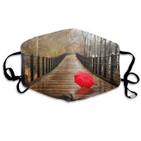 Hateone Unisex Unique Mouth Mask - Red Umbrella On Bridge Polyester Anti-dust Masks - Fashion Washed Reusable Face Mask for Outdoor Cycling